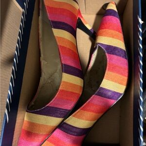 Colorful Striped Women's Heels